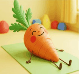 Carrot mascot doing sit-ups