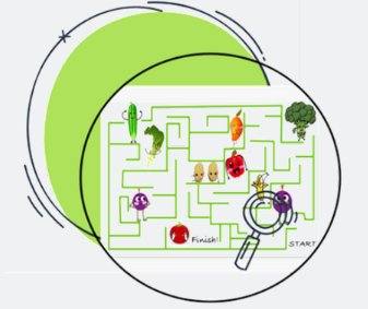 Preschool IMAGINE maze with food characters